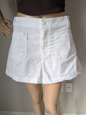 J Crew Chino Shorts Women's Size 14 White Patch Pocket BP378
